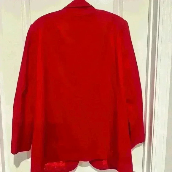 Vintage SAG HARBOR Blazer Women Size 12 Red Jacket 100% Wool Long Sleeves - Picture 4 of 4